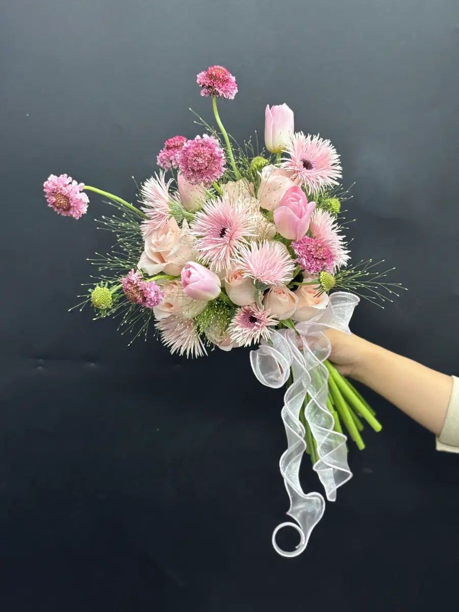 Hoa cưới tone hồng pastel