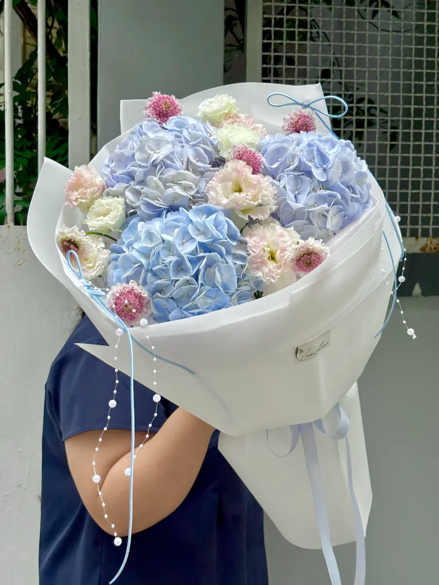 Bó hoa cẩm tú cầu xanh