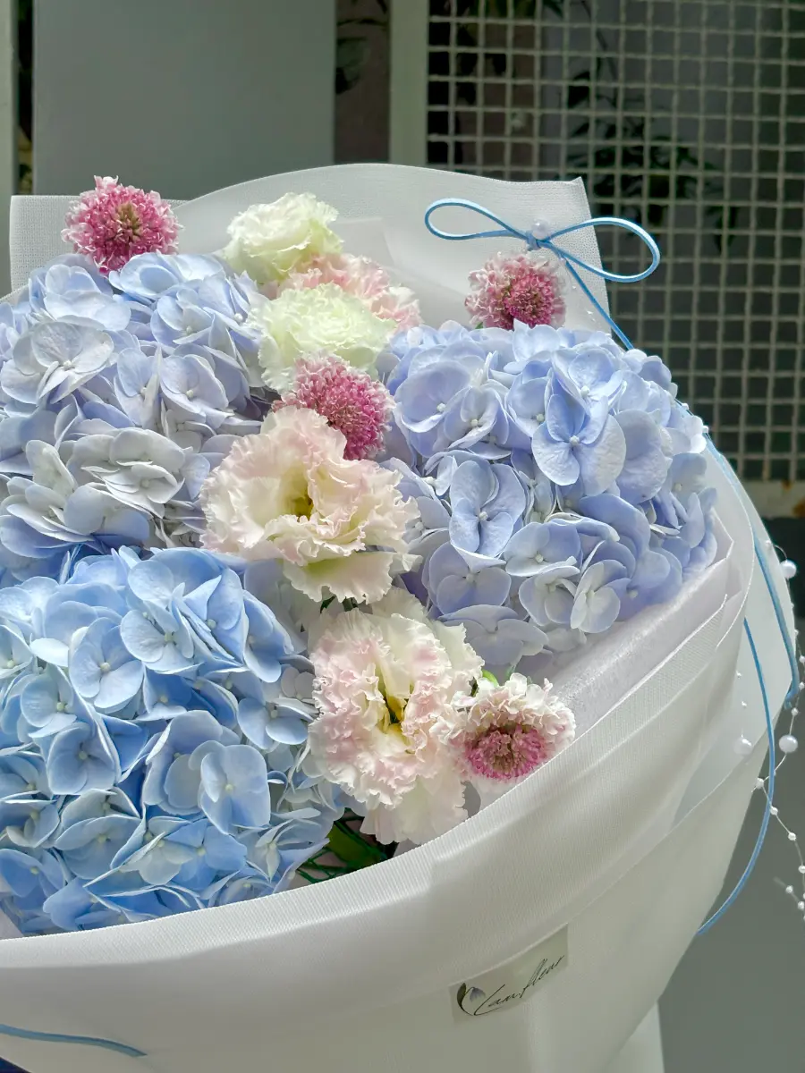 Bó hoa cẩm tú cầu xanh