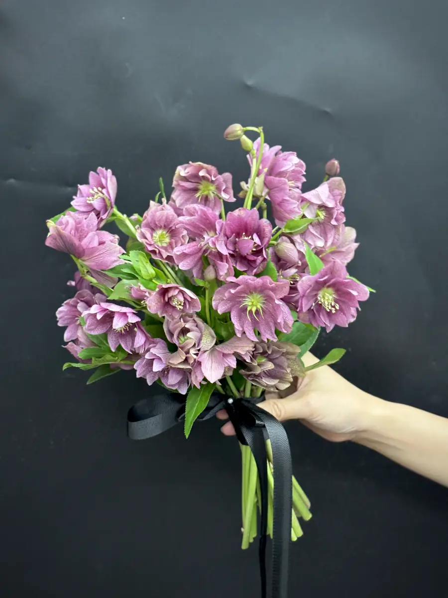 Bó hoa cưới hồng mùa đông ( Helleborus)