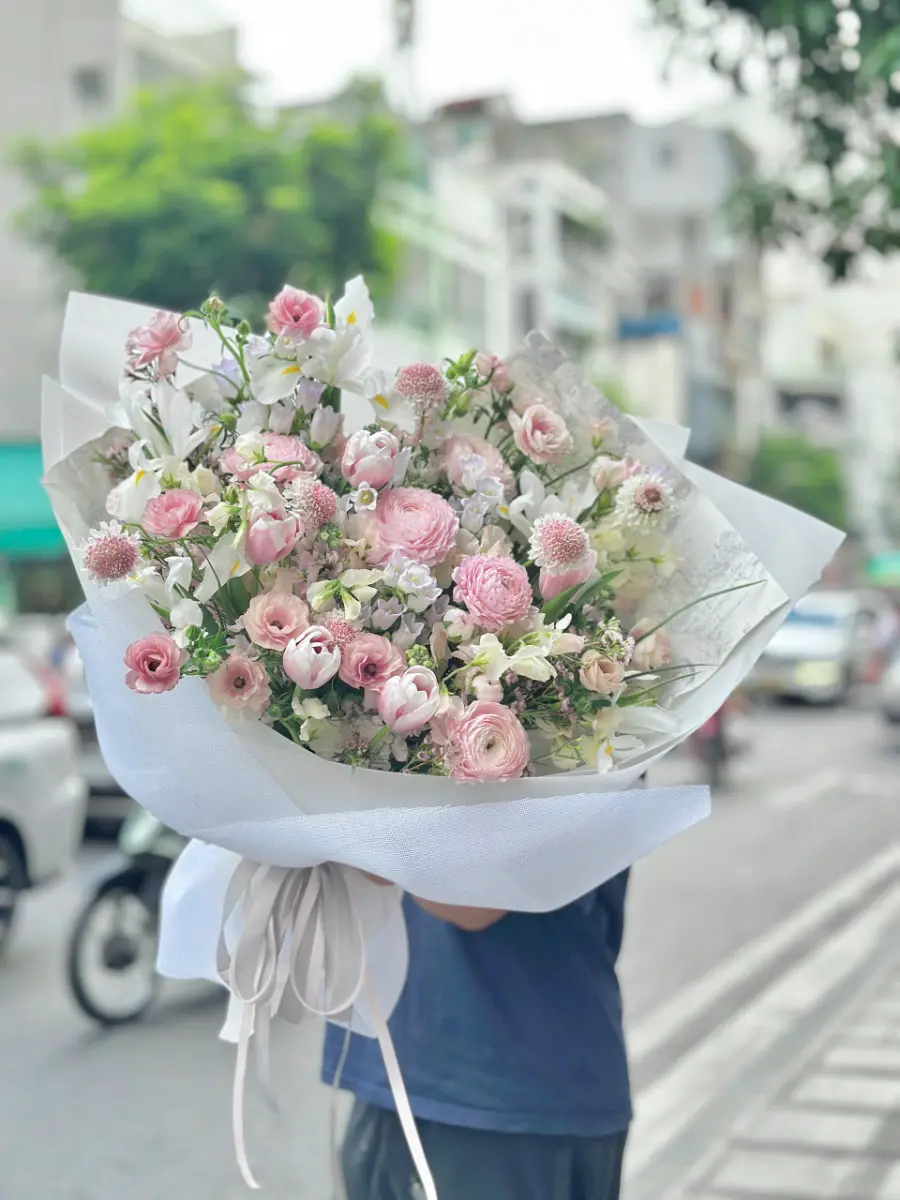 Bó hoa mix xuân hồng