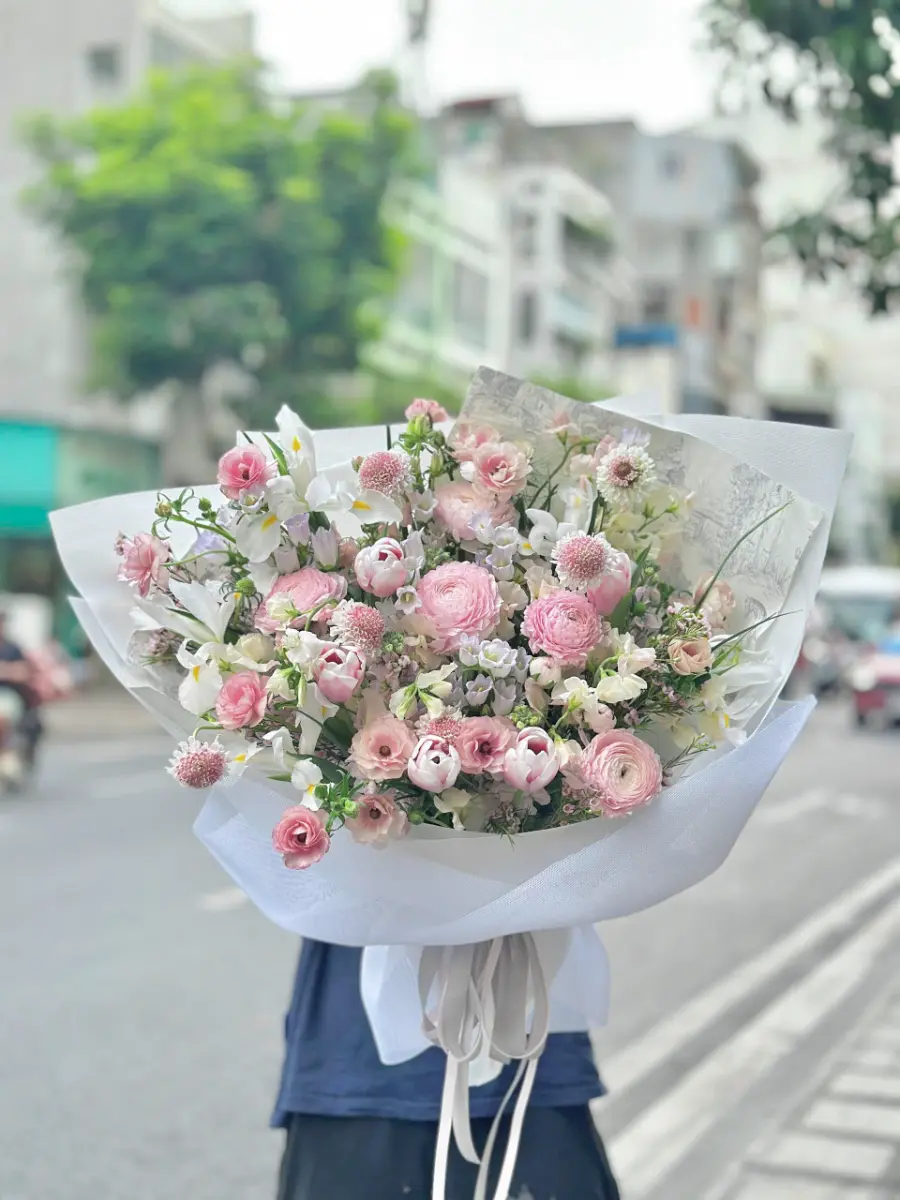 Bó hoa mix xuân hồng