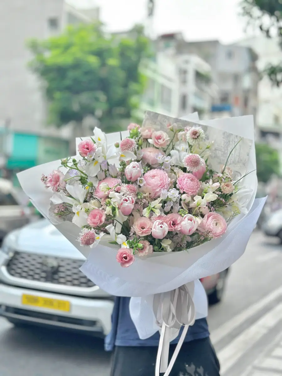 Bó hoa mix xuân hồng