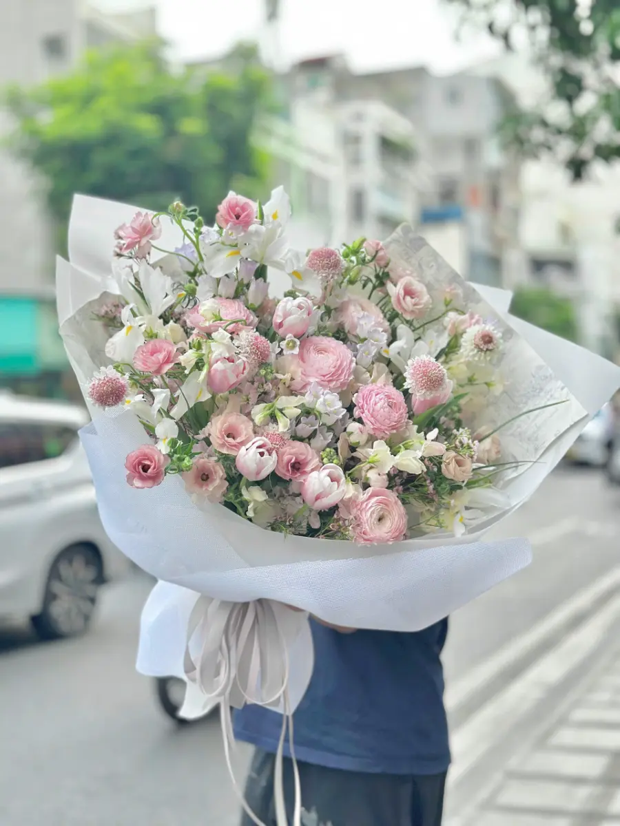 Bó hoa mix xuân hồng